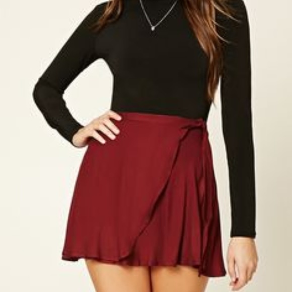 Forever 21 Dresses & Skirts - Forever 21 burgundy wrap skirt